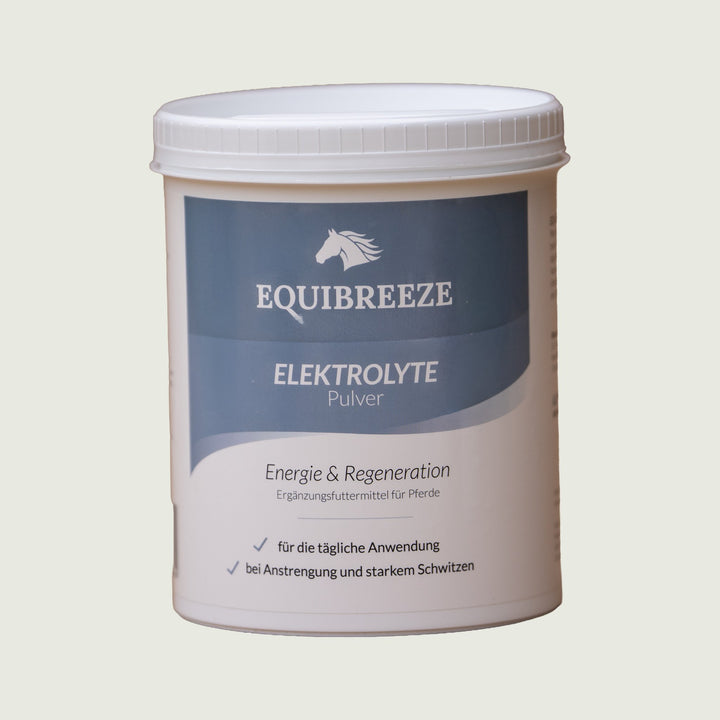 Equibreeze Elektrolyte Pulver 1000 g, Ergänzungsfuttermittel für Pferde zum Mineralstoff- und Elektrolytausgleich, Vorderseite