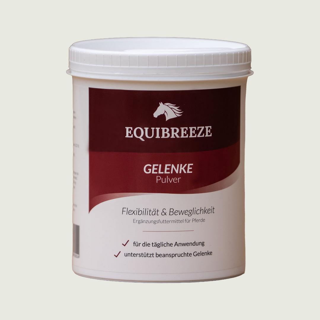 Equibreeze Gelenke Pulver 750 g, Ergänzungsfuttermittel für Pferde mit Glucosamin, MSM, Kollagen und Hyaluronsäure, Vorderseite